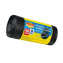 Мешки для мусора 240 л, черные, в рулоне 10 шт., ПНД 40 мкм, 1250х1000 мм, Крепак, 4607075710153 в зеленограде