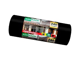 Мешки для мусора 240 л, ароматизированные, черные, в рулоне 10 шт., ПВД 45 мкм, 1300х930 мм, PREMIUM+, 24010830 в зеленограде