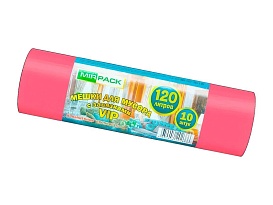 Мешки для мусора 120 л, с завязками, красные, в рулоне 10 шт., ПНД, 15 мкм, 800х750 мм, VIP, Z12010red в зеленограде