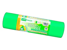 Мешки для мусора 180 л, ароматизированные, зеленые, в рулоне 10 шт., ПВД, 35 мкм, 1100х930 мм, PREMIUM+, 180105301 в зеленограде