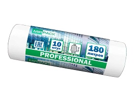 Мешки для мусора 180 л, прозрачные, в рулоне 10 шт., ПВД, 30 мкм, 1100х930 мм, PROFESSIONAL, 180104408 в зеленограде