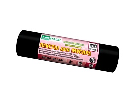 Мешки для мусора 180 л, ароматизированные, черные, в рулоне 10 шт., ПВД, 50 мкм, 1100х930 мм, EXTRA black, 18008301 в зеленограде