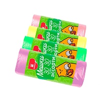 Мешки для мусора 30 л, ассорти, в рулоне 30 шт., ПНД, 5 мкм, 560х480 мм, Эконом, МЭ8716 в зеленограде