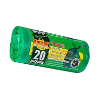 Мешки для мусора 20 л, биоразлагаемые, с ручками, черные, в рулоне 30 шт., ПНД, 10 мкм, 550х440 мм, Крепак, 4607075710047 в зеленограде