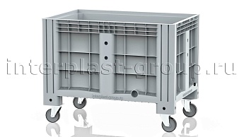 Контейнер iBox сплошной на колесах с пробкой 1 дюйм серый в зеленограде
