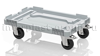 Тележка пластиковая сплошная 2 колеса с тормозом серая в зеленограде Тележка пластиковая сплошная 2 колеса с тормозом серая в зеленограде
