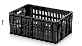 Ящик для молока, мяса, овощей и фруктов большая перфорация дно сплошное черный в зеленограде Ящик для молока, мяса, овощей и фруктов большая перфорация дно сплошное черный в зеленограде