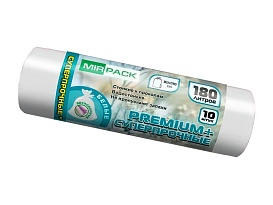 Мешки для мусора 180 л, ароматизированные, белые, в рулоне 10 шт., ПВД, 35 мкм, 1100х930 мм, PREMIUM+, 180105302 в зеленограде