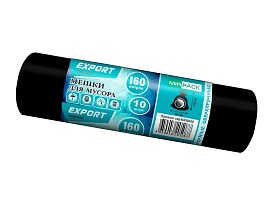 Мешки для мусора 160 л, ароматизированные, черные, в рулоне 10 шт., ПВД, 80 мкм, 1100х930 мм, EXPORT, exp16010142 в зеленограде