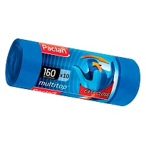 Мешки для мусора 160 л, с ушками, синие, в рулоне 10 шт., ПВД, 30 мкм, 1250х900 мм, PACLAN Multitop, 604064 в зеленограде