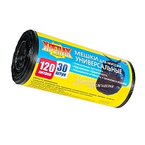 Мешки для мусора 120 л, черные, в рулоне 30 шт., ПНД, 15 мкм, 1100х700 мм, Крепак, 4607075710122 в зеленограде