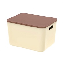 Ящик пластиковый вкладываемый бежевый с коричневой крышкой 410х305х245 мм в зеленограде Ящик пластиковый вкладываемый бежевый с коричневой крышкой 410х305х245 мм в зеленограде