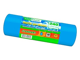 Мешки для мусора 240 л, ароматизированные, синие, в рулоне 10 шт., ПВД 30 мкм, 1300х930 мм, STANDART, 24010661 в зеленограде Мешки для мусора 240 л, ароматизированные, синие, в рулоне 10 шт., ПВД 30 мкм, 1300х930 мм, STANDART, 24010661 в зеленограде