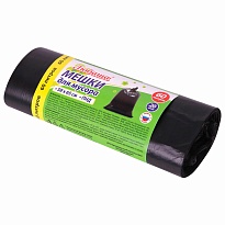 ММешки для мусора 60 л, черные, в рулоне 20 шт., ПНД, 8 мкм, 650х580 мм, Любаша, 608092 в зеленограде