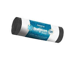 Мешки для мусора 120 л, черные, в рулоне 10 шт., ПНД, 14 мкм, 1100х700 мм, SIBIRSKAYA, 101-008 S в зеленограде