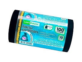 Мешки для мусора 100 л, черные, в рулоне 10 шт., ПВД, 70 мкм, 1000х600 мм, PREMIUM+, 1001076 в зеленограде