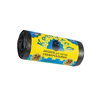 Мешки для мусора 30 л, с ушками, черные, в рулоне 30 шт., ПНД, 8 мкм, 580х460 мм, Крепакоф, 4607075710238 в зеленограде