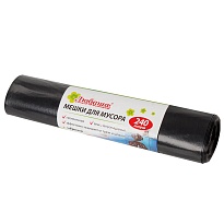 Мешки для мусора 240 л, черные, в рулоне 5 шт., ПВД 30 мкм, 1300х900 мм, Любаша, 605338 в зеленограде