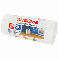 Мешки для мусора 35 л, белые, в рулоне 30 шт., ПНД, 6 мкм, 550х480 мм, LAIMA, 605538 в зеленограде