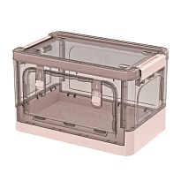 Ящик пластиковый складной прозрачный коричневый, дно розовое, 360х235х230 мм, с колесиками в зеленограде Ящик пластиковый складной прозрачный коричневый, дно розовое, 360х235х230 мм, с колесиками в зеленограде